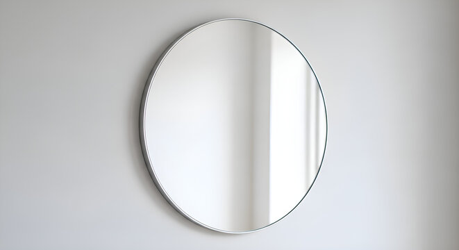 A circular mirror with minimalist design