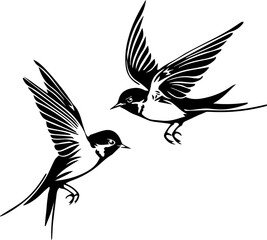 Swiftlet Bird Vector Illustration, Minimalist Black and White Flying Bird Icon