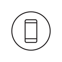 Smartphone button round circle mobile phone. Handphone smart device, technology concept. Black White symbol sign graphic illustration 