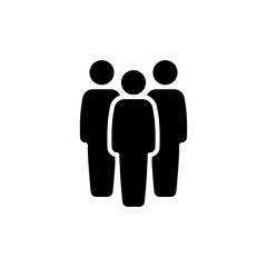 People glyph icon. Simple solid style. Person, group, human, staff, business, pictogram, silhouette, crowd, team, leadership, social concept.