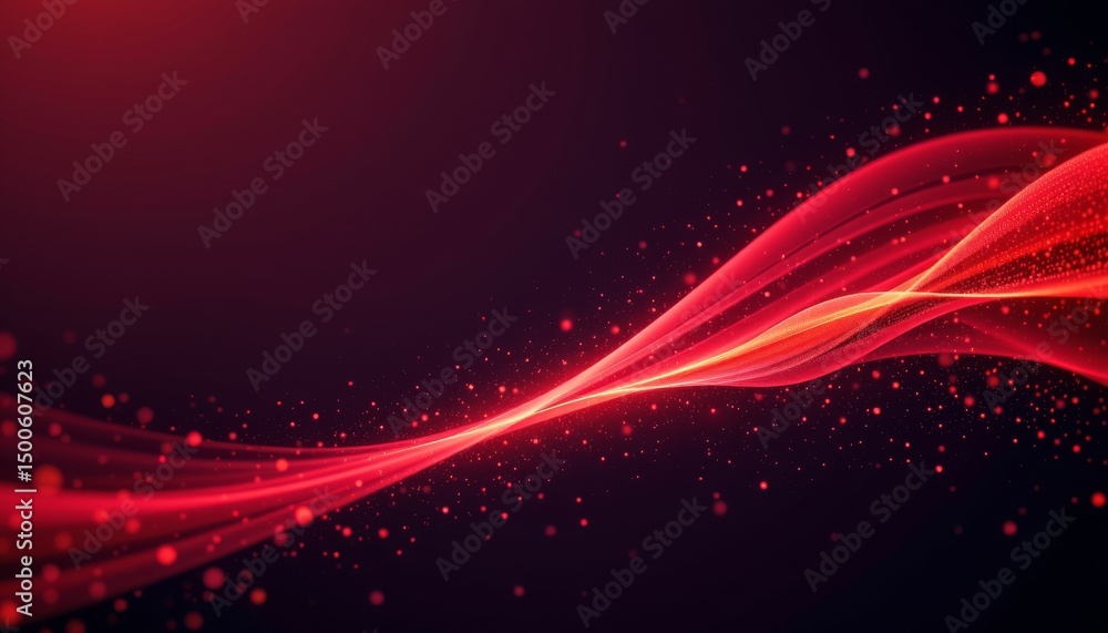 Poster an abstract, digital artwork with vibrant red streaks against a dark background, creating a sense of