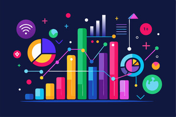 Business person interacting with a futuristic digital marketing interface, showcasing online advertising analytics, data charts, email marketing, and campaign performance metrics on a virtual screen. 