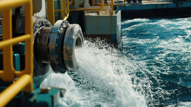 Water gushing from hose connected to active submersible pump