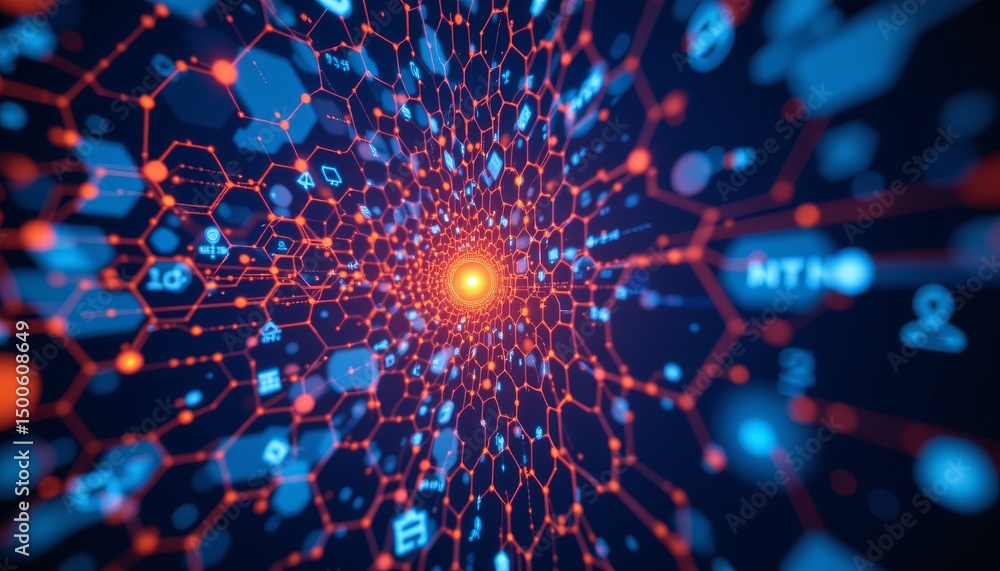 Leinwandbilder a captivating visual of a futuristic network or data processing system