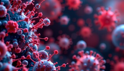 Obraz premium a close up view of vibrant red microscopic cells with intricate structures that resemble tiny, blooming flowers