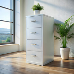 modern white four drawer filing cabinet
