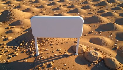 Oversized message bubble casting soft shadow over a minimal landscape