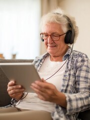 Older Adult Using iPad for Virtual Counseling