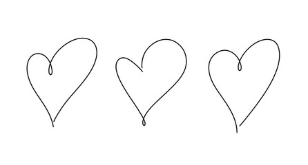 The heart is hand-drawn with one continuous line, vector illustration, simple outline, sketch. A romantic sign of love. Decorative element for a holiday, decoration, design, valentine, poster