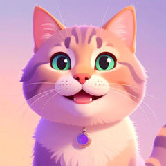 Cute cat cartoon with pink background