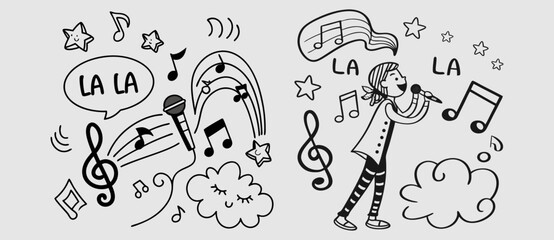 Fototapeta premium Music notes icon set isolated on transparent background. Music notes symbol png vector eps file.