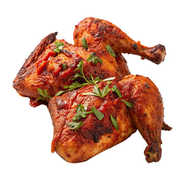 Juicy peri peri chicken garnished with fresh herbs highlights flavors of this popular dish appealing to food lovers at any dining experience