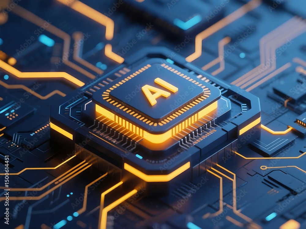 Poster futuristic artificial intelligence concept with holograms and smart systems