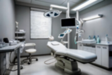 Blurred dental clinic background. Defocused interior of modern dental office.