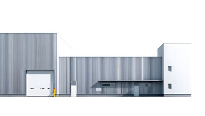 Industrial building exterior with metal and white walls