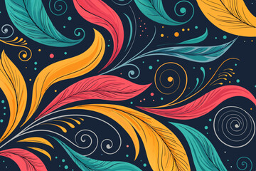 Abstract hand-drawn vector background featuring flowing, organic lines and shapes in vibrant, swirling colors. Ideal for website banners or print designs.
