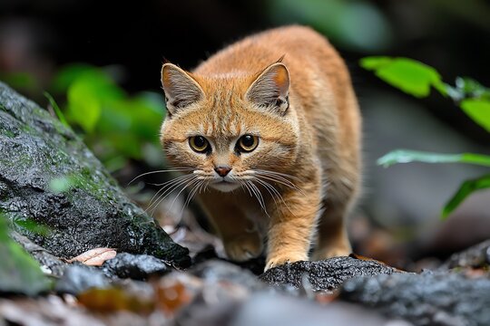 Wild cat in forest