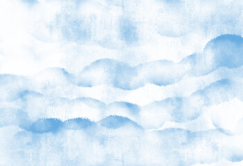 Fototapeta premium Blue sky watercolor mountain range. Abstract background for header poster banner backdrop design