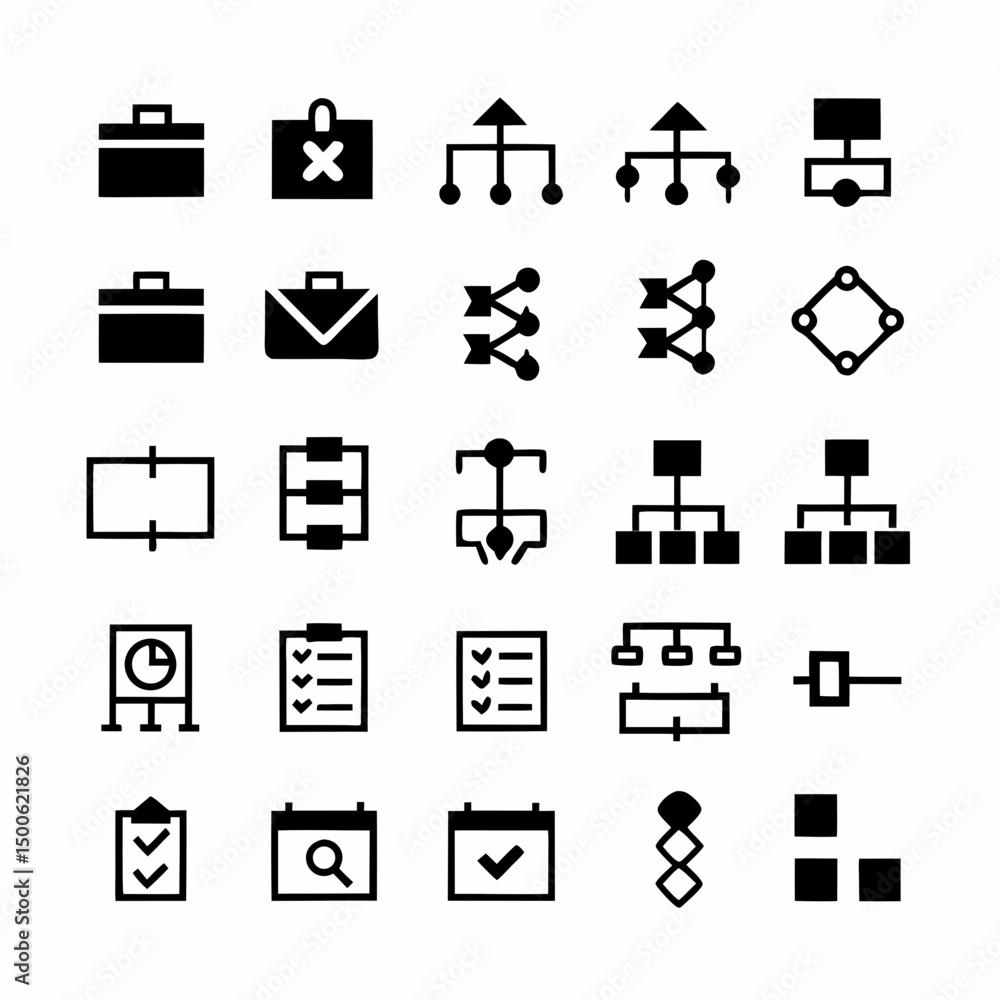 Poster design a bold, vector illustration of a streamlined business workflow process stage one, emphasizing