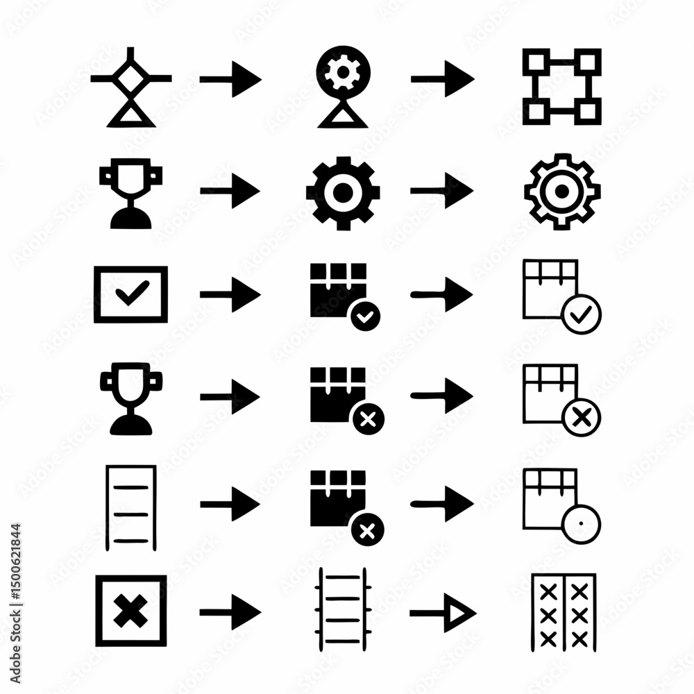 Poster create a bold vector illustration depicting a simplified, modern business workflow. emphasize clear 