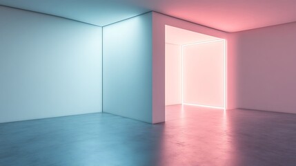 Neon room, modern interior design