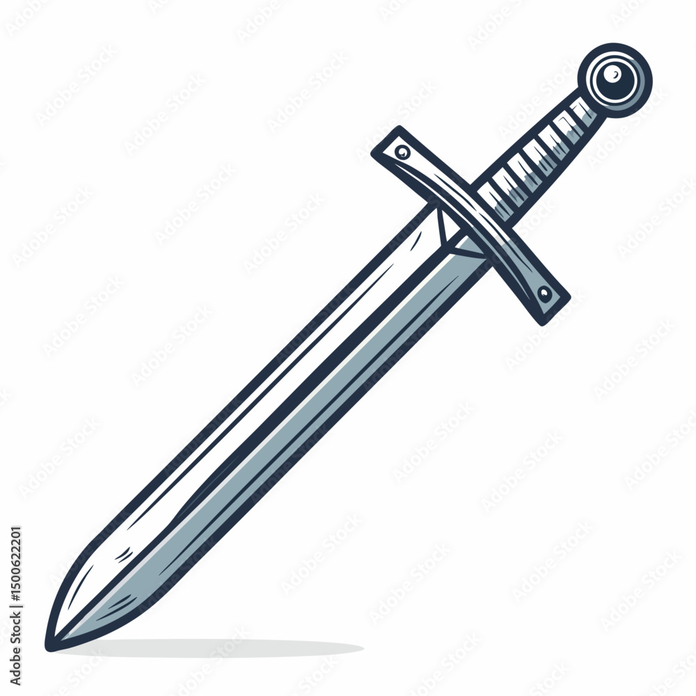 Poster design a bold, vector illustration of a classic rpg-style sword with a thick, black stroke. emphasis