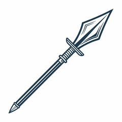 Naklejka premium Design a bold, vector icon of a combat spear; strong, sharp lines; stylized, not realistic; suitable for game UI.