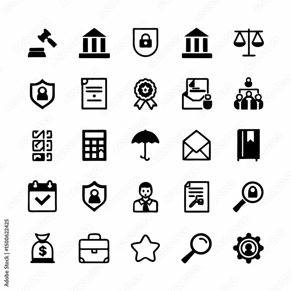 Poster design a bold vector icon representing company policy; emphasize strong lines and clear readability.