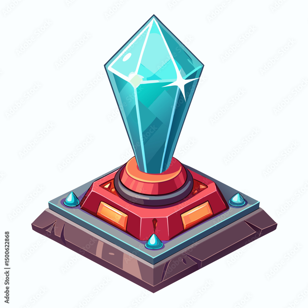Poster design a bold, vector illustration of a crystal core base, emphasizing sharp lines and strong geomet