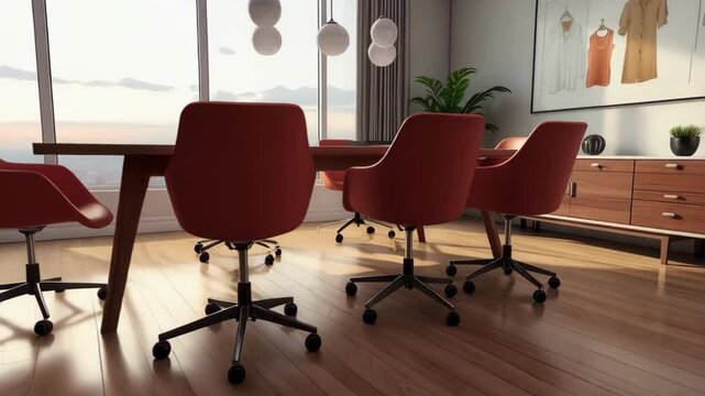 Discover the sleek design and practicality of a stylish boardroom chair set in a modern office space