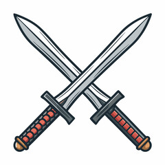 Design a bold, vector illustration of a dual-bladed weapon with thick, contrasting strokes.  Focus on sharp details and strong lines.