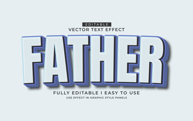 3d editable father's day text effect title graphic style template