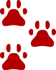 Three red paw prints animal tracks canine feline wildlife footprint nature design symbol graphic illustration digital art simple minimalist background