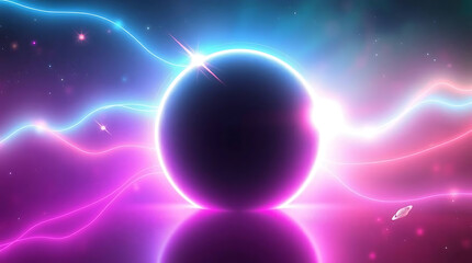 Obraz premium Glowing Sphere in Space with Neon Light