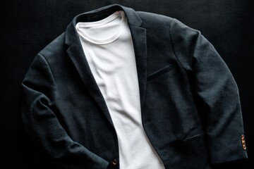 Dark blazer over white t-shirt