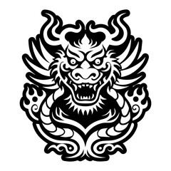 A glyph style icon of dragon tattoo