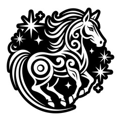 A filled style icon of horse symbol