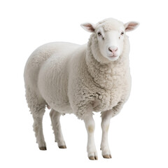 Fototapeta premium A full shot of a sheep standing isolated on transparent background, no background