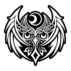 A filled style icon of ancient wings symbol