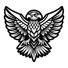 A filled style icon of hawk tattoo