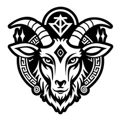 A filled style icon of goat symbol