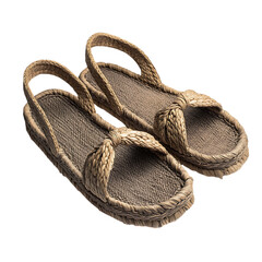 Bohemian Espadrille Sandals with Artisanal Woven Te Isolated on Transparent Background