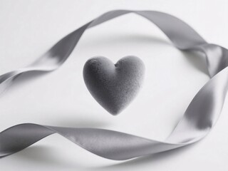 Gray Heart with Ribbon