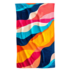 Cheerful Beach Towel with Expansive Multicolor Abst Isolated on Transparent Background