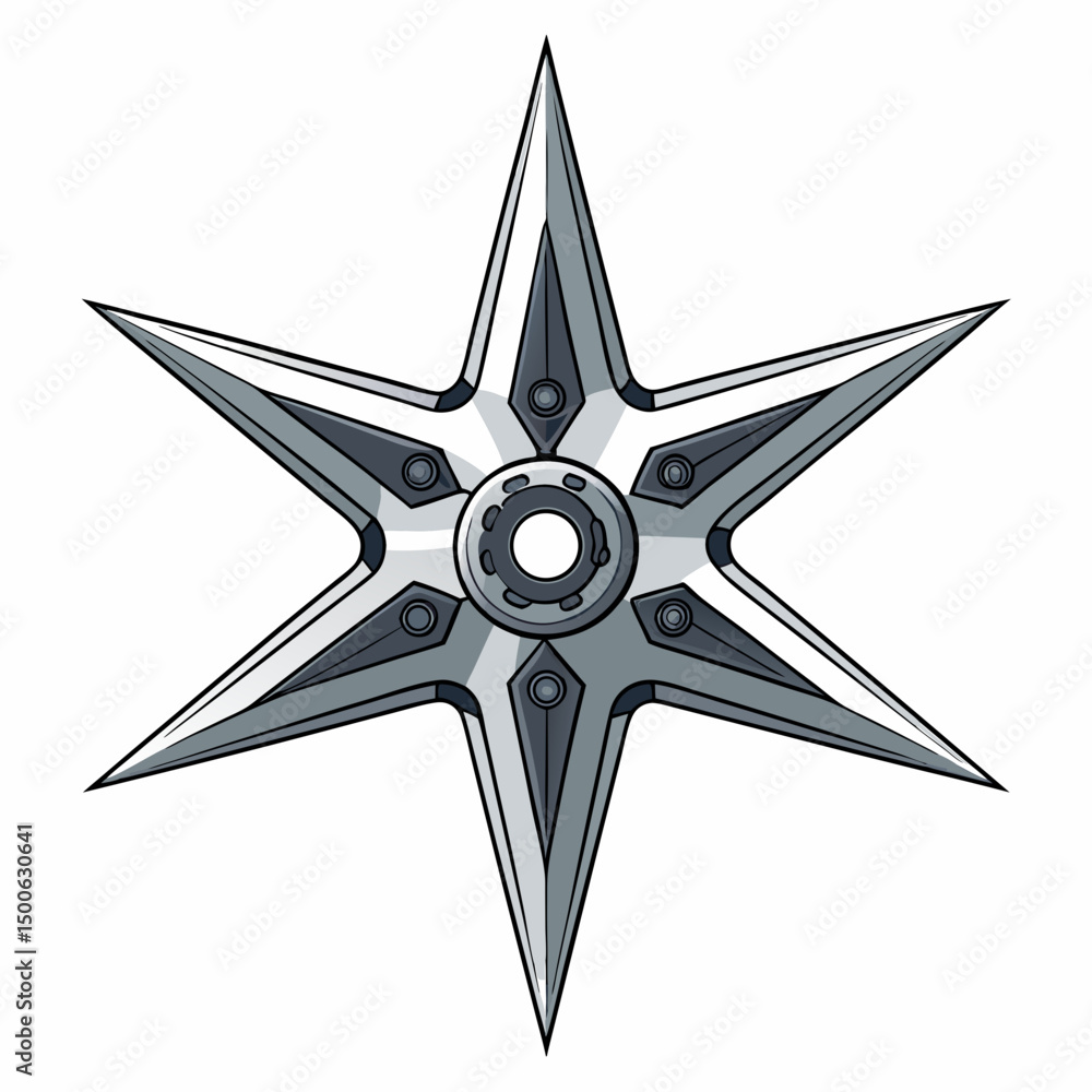 Aufkleber create a vector illustration of a bold, black ninja star with a thick, sharply defined stroke. desig