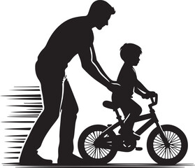 Obraz premium Dad Teaching Kid Bike Ride SVG File