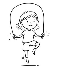 Kid skipping rope. Child play with rope.