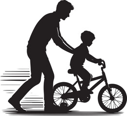 Fototapeta premium Dad Teaching Kid Bike Ride SVG File