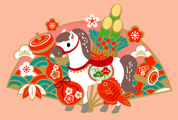 2026年午年の年賀状背景イラスト