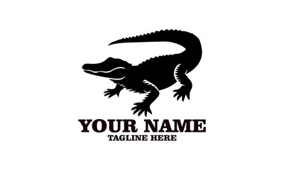 Crocodile vector illustration, crocodiles and alligators silhouette logo design. crocodile silhouette vector style illustration white background